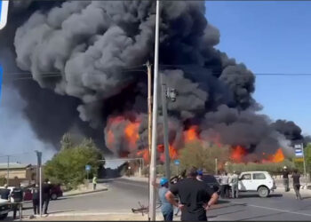 Խոշոր հրդեհ՝ Բաքվում. հրդեհաշիջման աշխատանքներին ուղղաթիռ են ներգրավել