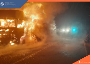 Կապան-Վերին Խոտանան ավտոճանապարհին այրվել է բեռնատար