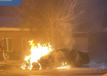 ՀՊՏՀ Գյումրու մասնաճյուղի մոտակայքում մեքենա է այրվել