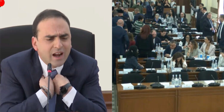 Հանգստացե՛ք․ լարված իրավիճակ ու քաշքշուկ՝ ավագանու նիստում․ ձեր քուչի բազարներն էս դահլիճից դուրս. տեսանյութ