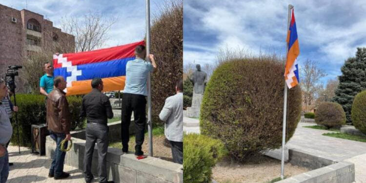 Էջմիածնի Կոմիտասի անվան հրապարակից հանվել է Արցախի դրոշը. քաղաքապետարանից մեկնաբանել են