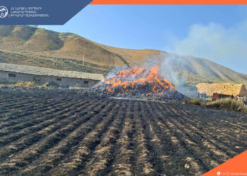 Ուրցաձորում այրվել է շուրջ 2000 հակ անասնակեր և 2500 քմ հնձած ցորենի արտ