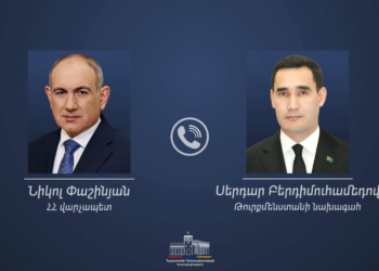 Նիկոլ Փաշինյանը հեռախոսազրույց է ունեցել Թուրքմենստանի նախագահ Սերդար Բերդիմուհամեդովի հետ